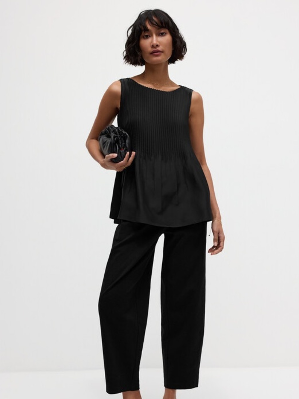 NWT EILEEN FISHER Pleated Silk Bateau Neck XS 100% silk current season $238 - Picture 6 of 9